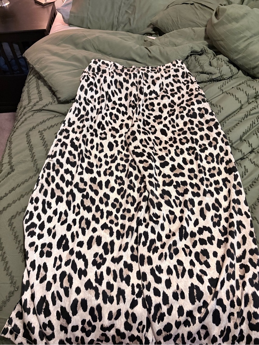 Leopard Print Midi Skirt in Black and Cream